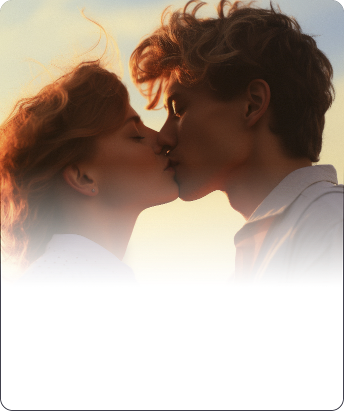 Besos con IA realistas de pareja