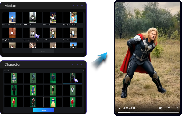 Crea videos de body swap con IA con plantillas